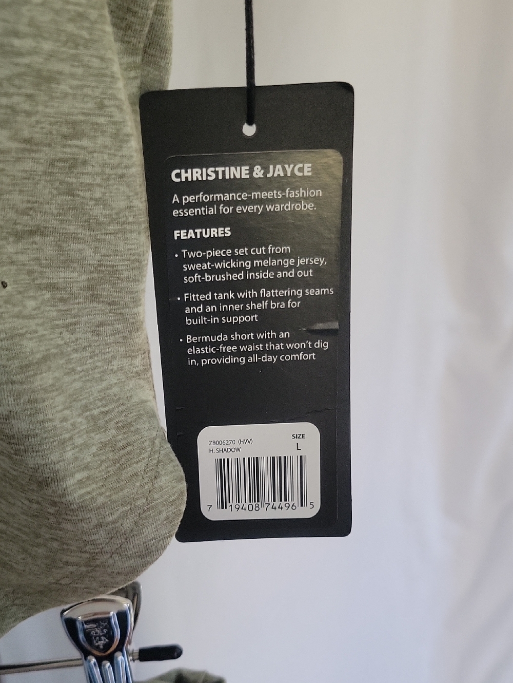 Zobha Top & Shorts Set  Large Green NWT - Picture 9 of 13